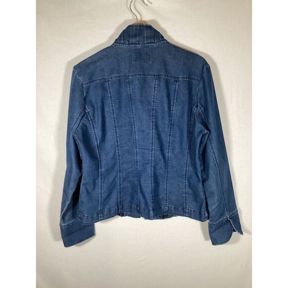 LIVE A LITTLE Denim Pleated Blazer Jacket Business Casual - Picture 5 of 5